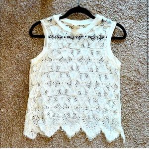 Anthropologie Deletta White Lace Sleeveless Tank Top